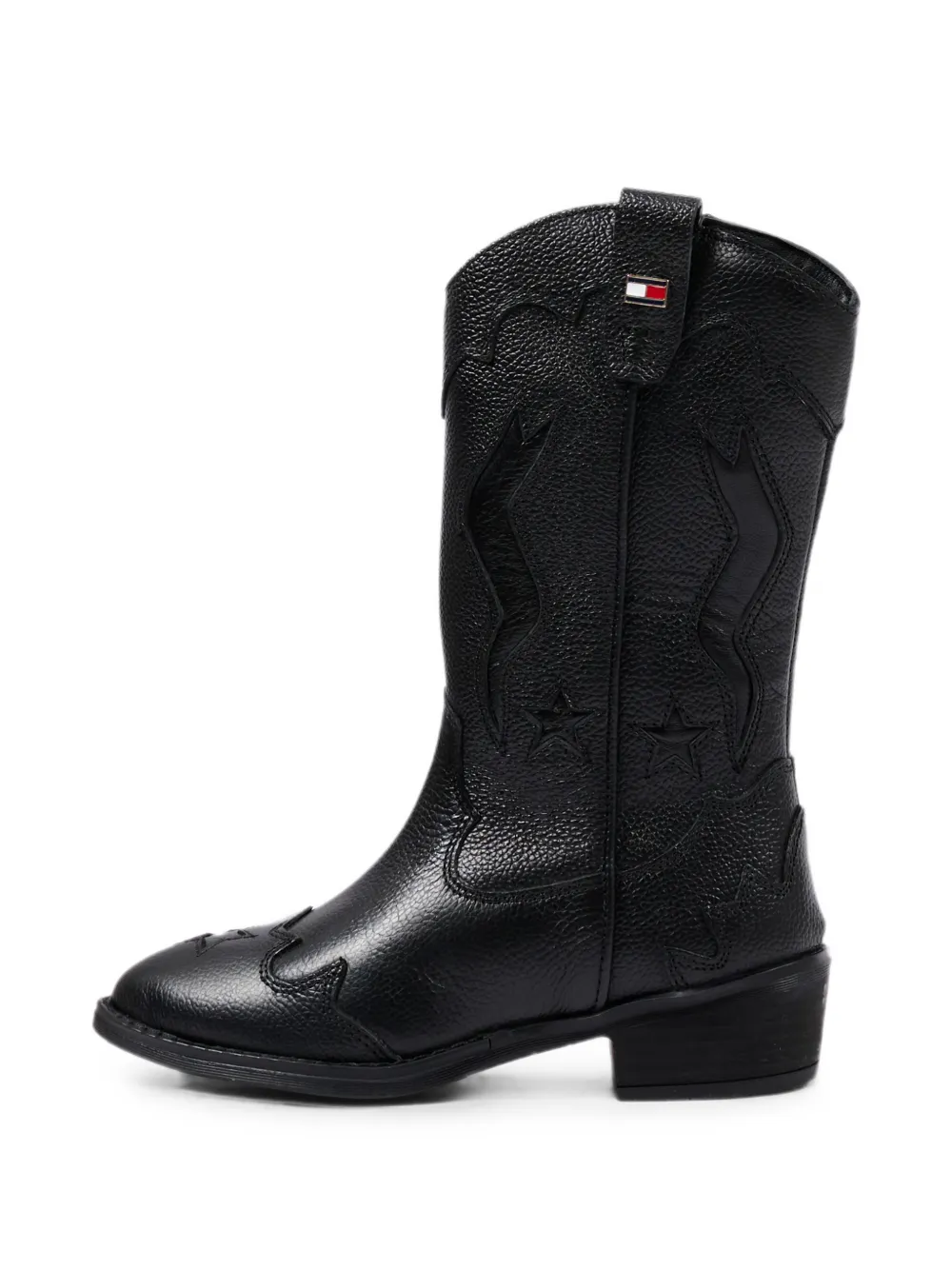 Tommy Hilfiger Junior star-embroidered leather boots Zwart