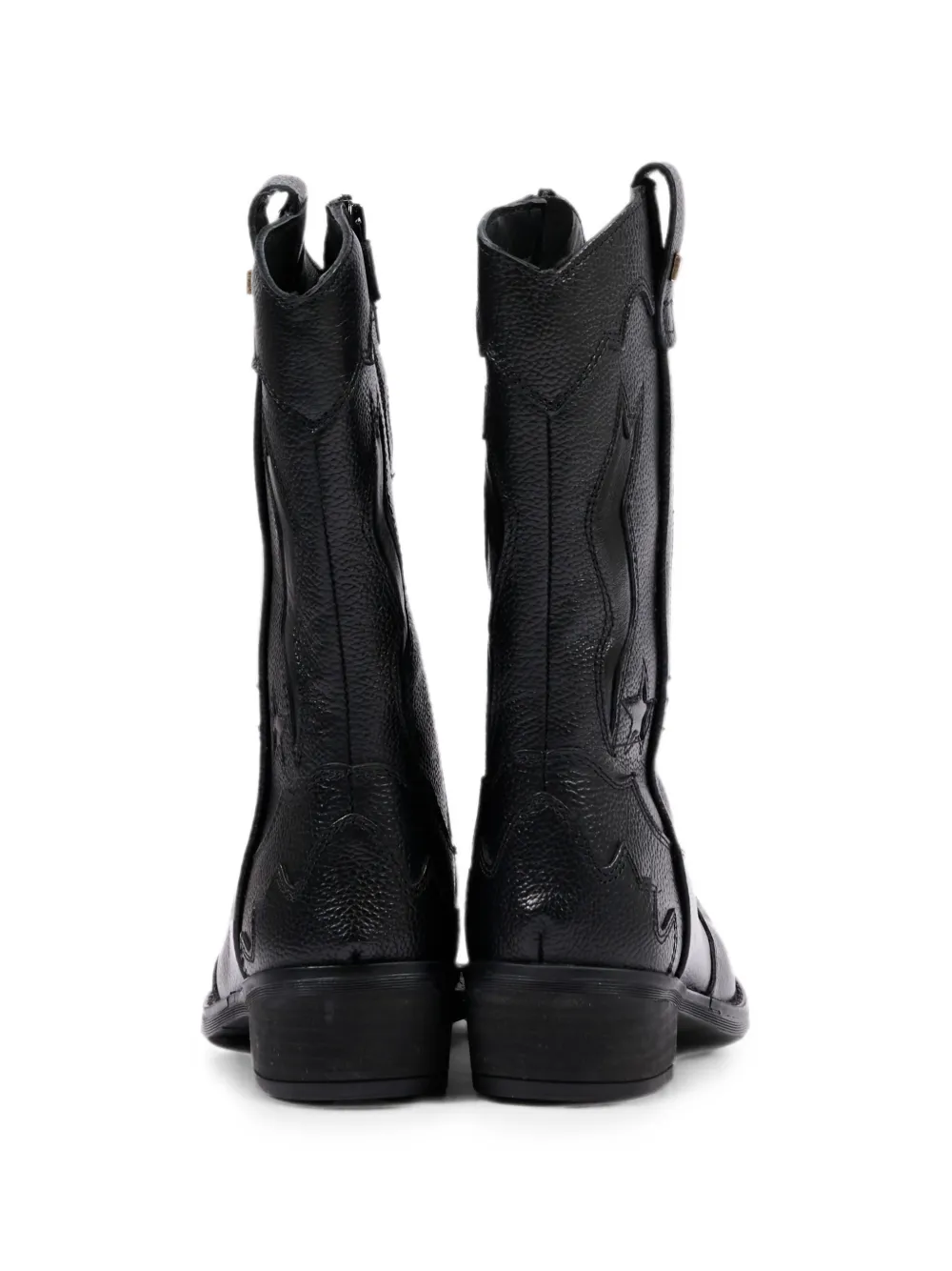 Tommy Hilfiger Junior star-embroidered leather boots Zwart