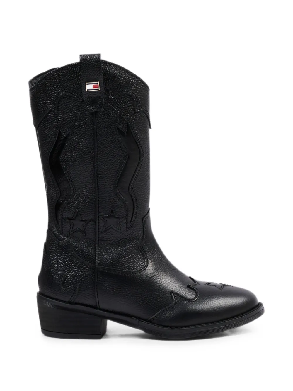 Tommy Hilfiger Junior star-embroidered leather boots Zwart