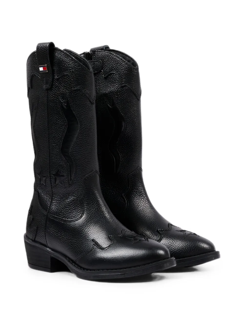 Tommy Hilfiger Junior star-embroidered leather boots Zwart