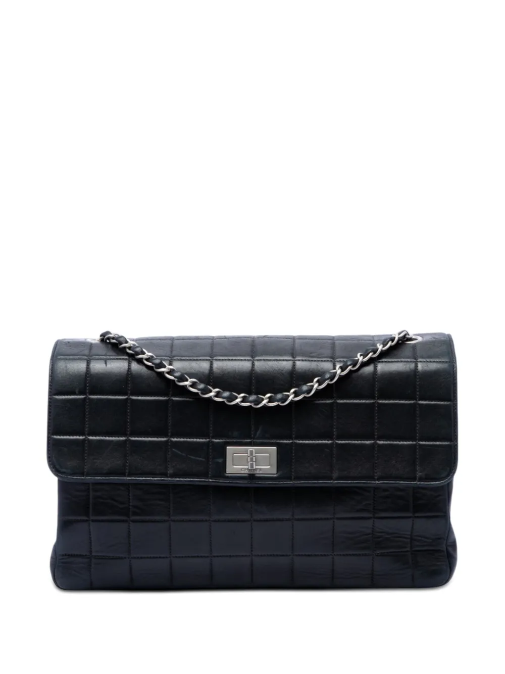 CHANEL Pre-Owned Borsa a tracolla Chocolate Bar Reissue 2.55 in pelle di agnello con battente 2000-2002 - Nero