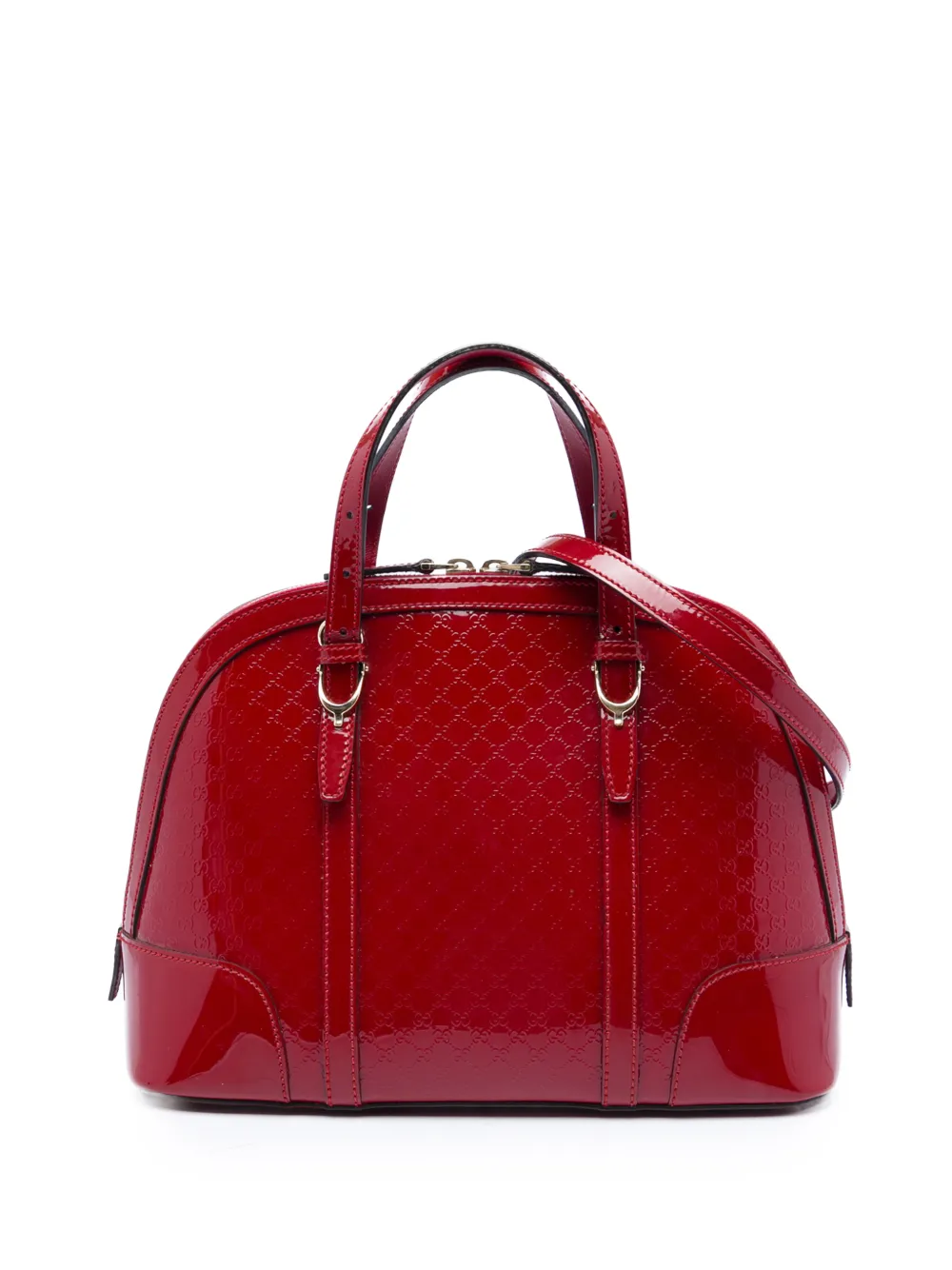 Gucci Pre-Owned Borsa a tracolla Nice Dome piccola in pelle verniciata Microguccissima 2016-2026 - Rosso