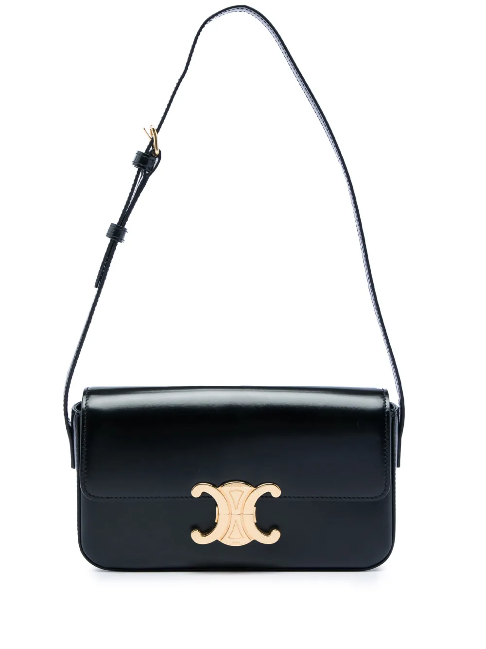 Celine Pre-Owned 2023 Shiny Calfskin Triomphe Claude shoulder bag - Black