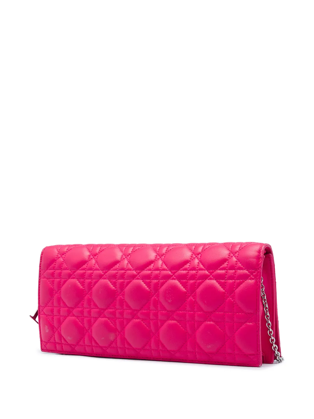Dior Pre-owned 2013 Lambskin Cannage Lady Dior Chain Convertible Clutch Crossbody Bag in Pink, view 3