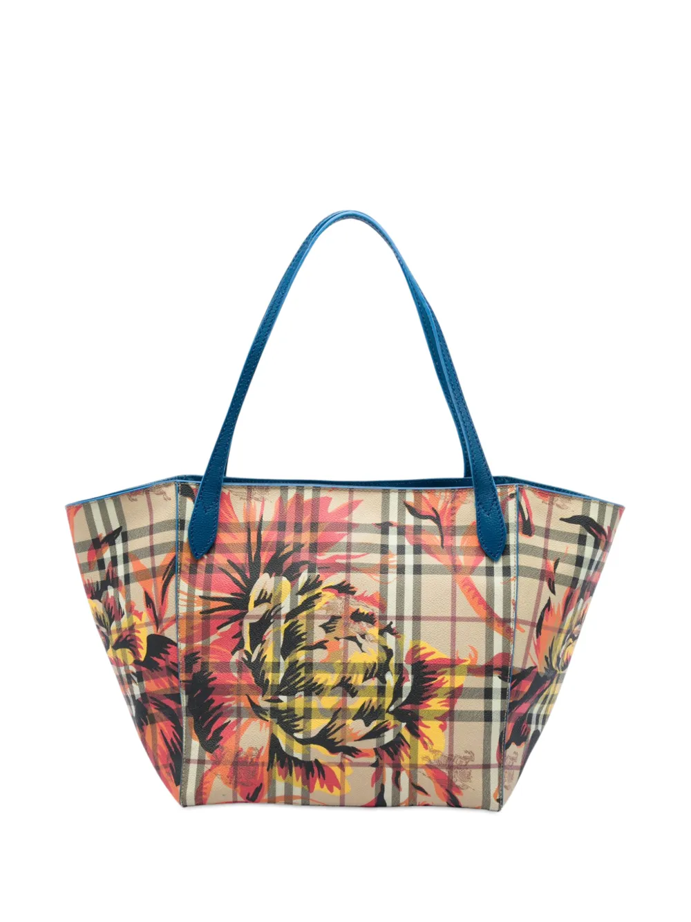 Burberry Pre-Owned 2000-2017 kleine Haymarket Check Canterbury Tote Bag aus beschichtetem Canvas mit Blumenprint - Nude