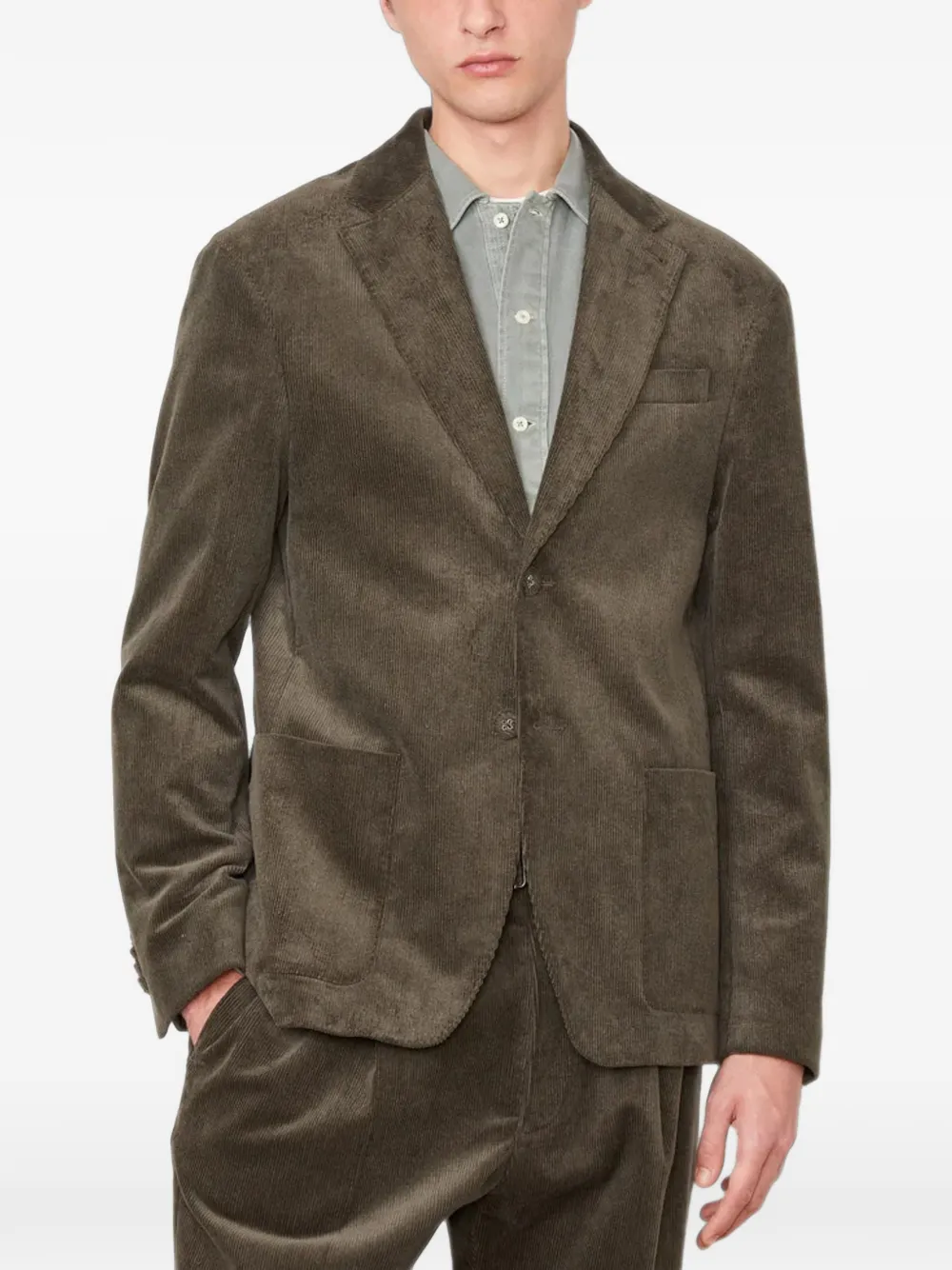 Officine Generale Michel ribfluwelen blazer met enkele rij knopen Groen