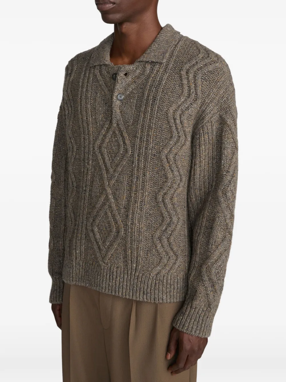 FRAME cable-knit polo-collar sweater Bruin