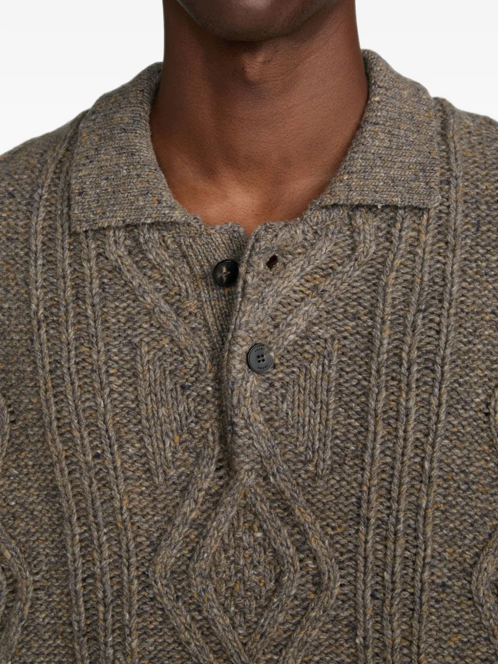 FRAME cable-knit polo-collar sweater Bruin