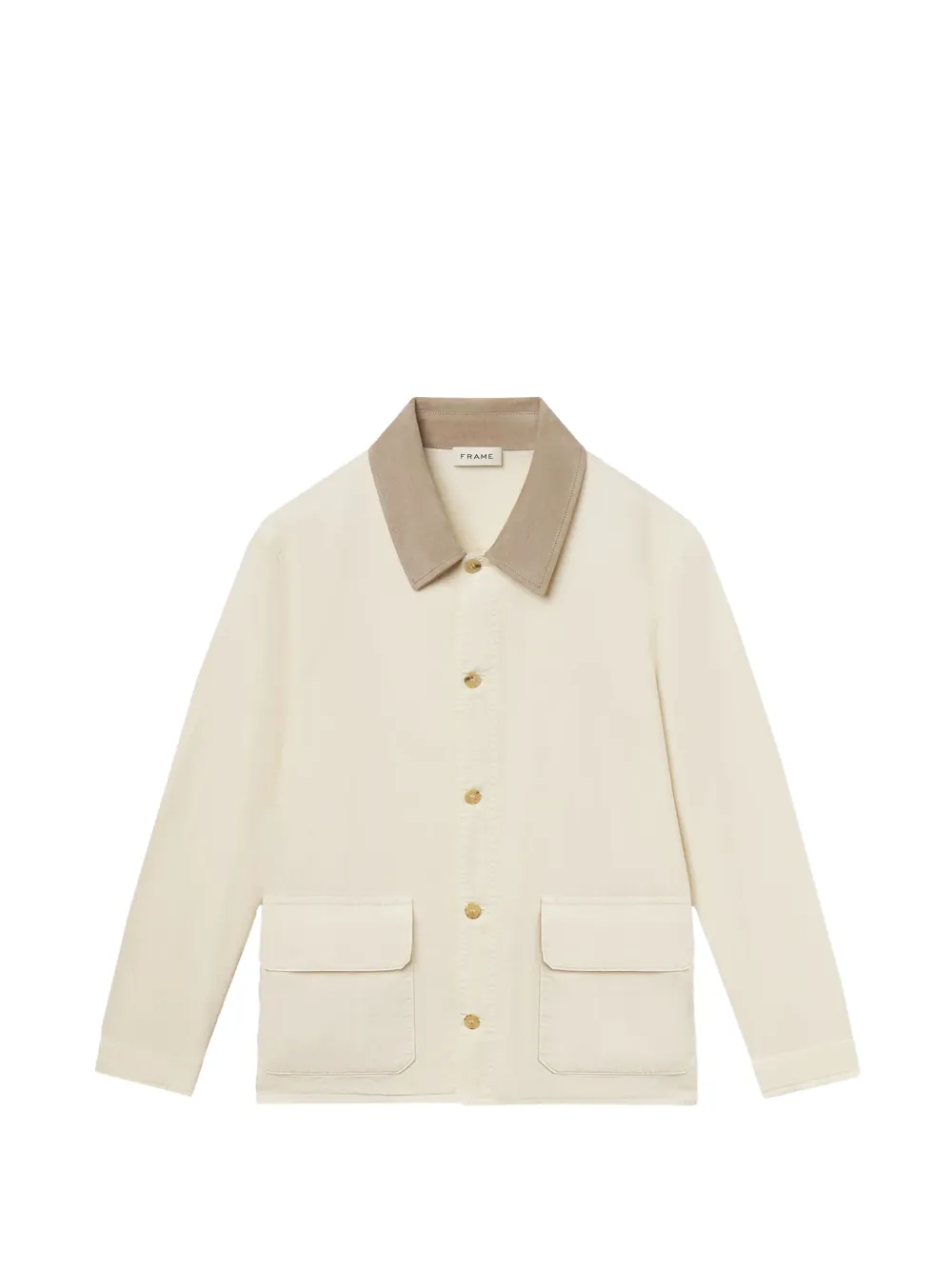 FRAME contrast-collar patch-pocket shirt jacket - Bianco