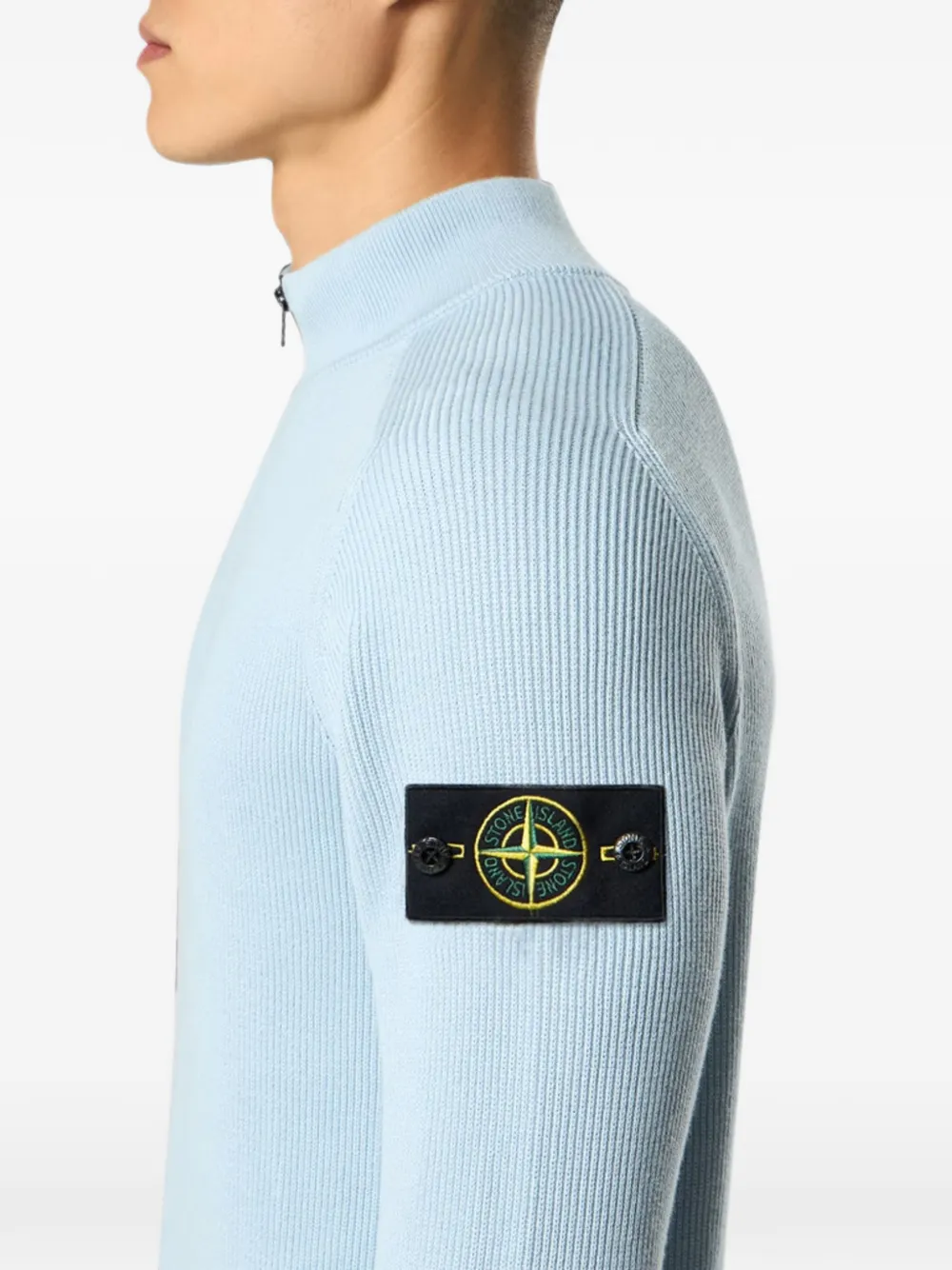 Stone Island 5100124 ribbed soft organic cotton jumper Blauw