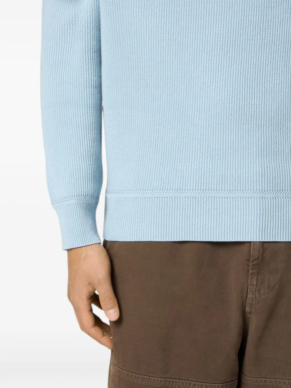 Stone Island 5100124 ribbed soft organic cotton jumper Blauw