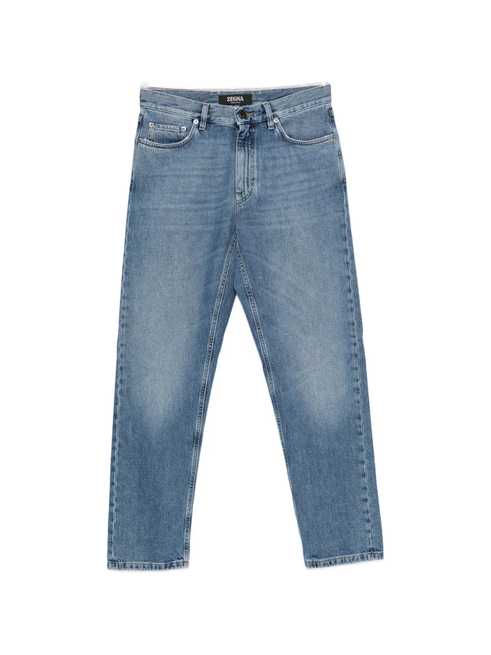 Zegna logo-patch straight-leg jeans - Blau