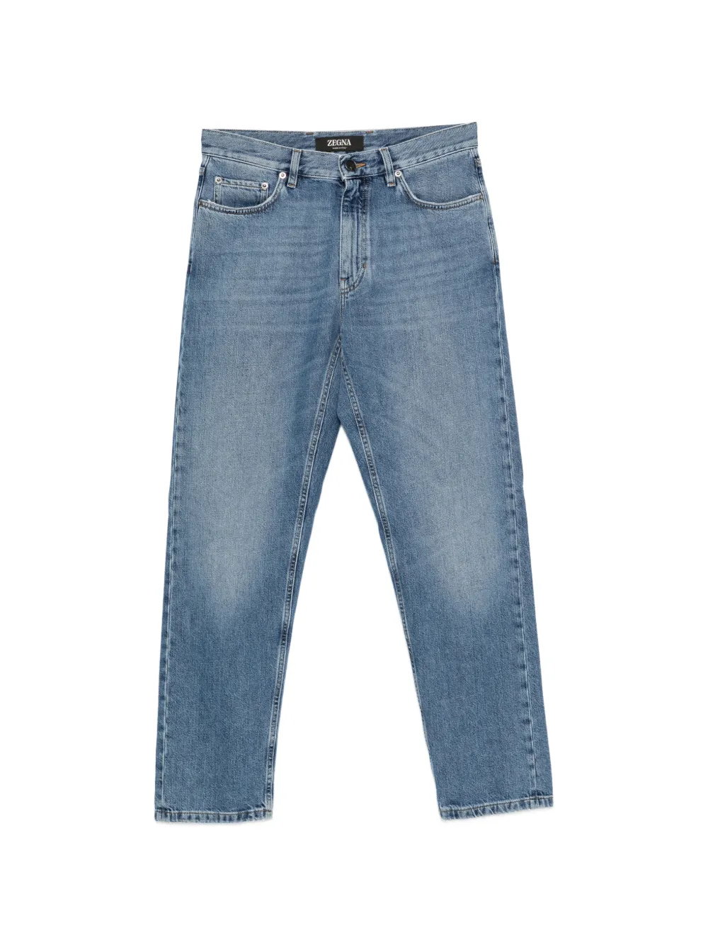 Zegna logo-patch straight-leg jeans - Blu