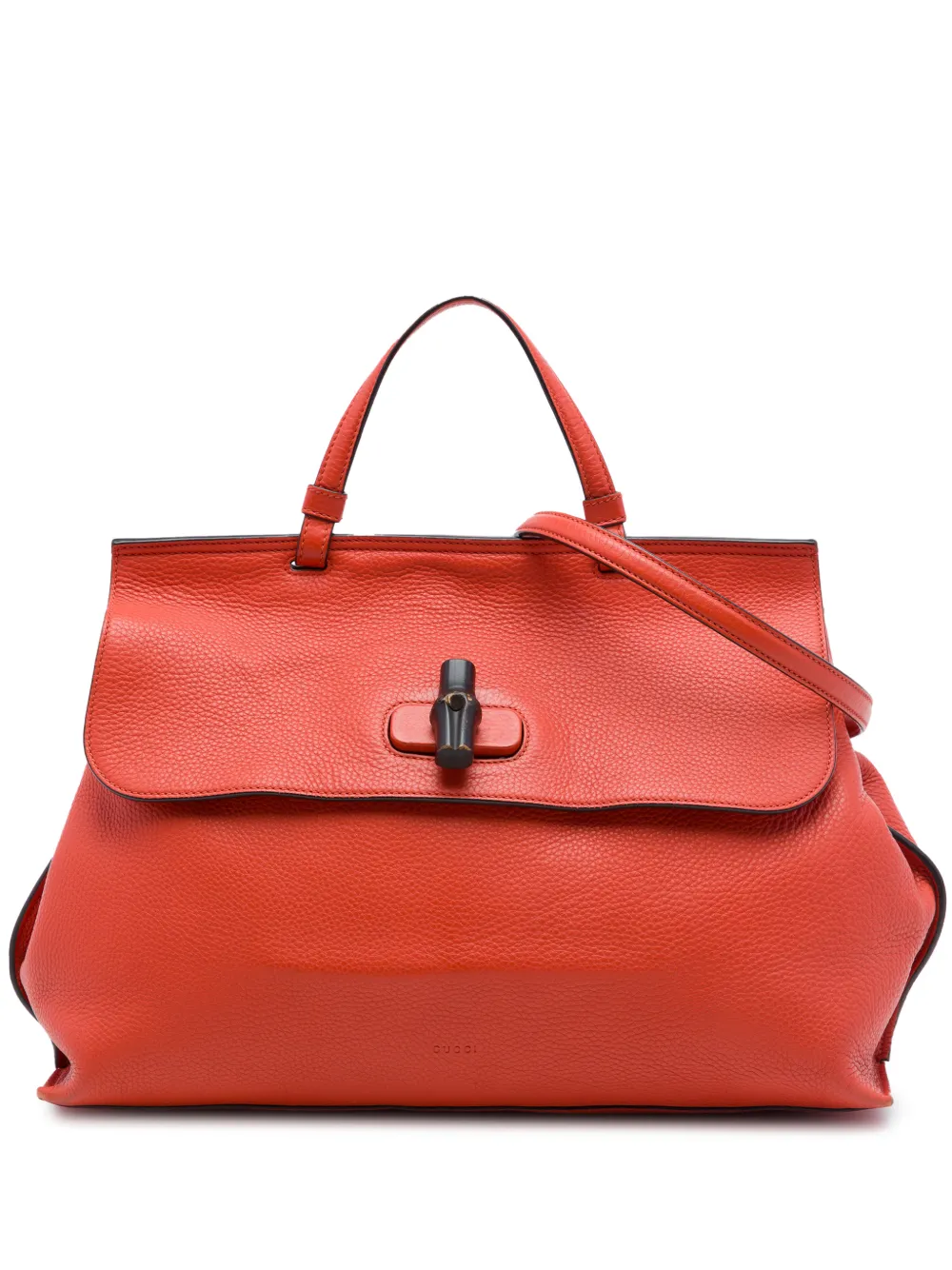 Gucci Pre-Owned Borsa a tracolla Daily grande in pelle di vitello e bambù 2016-2026 - Arancione