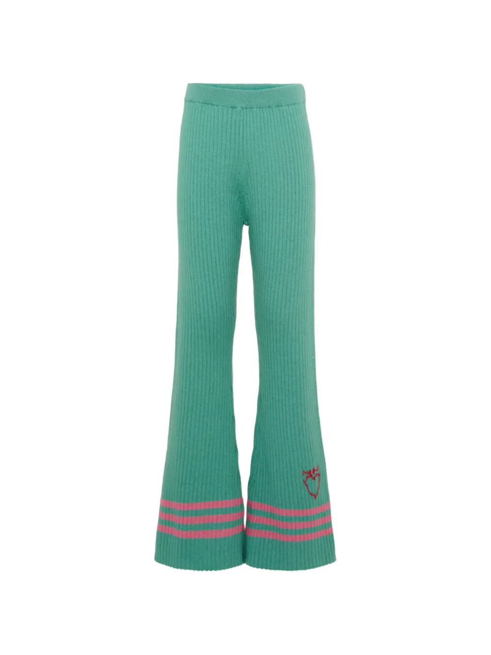 Marni Kids ribbed-knit striped trousers - Verde