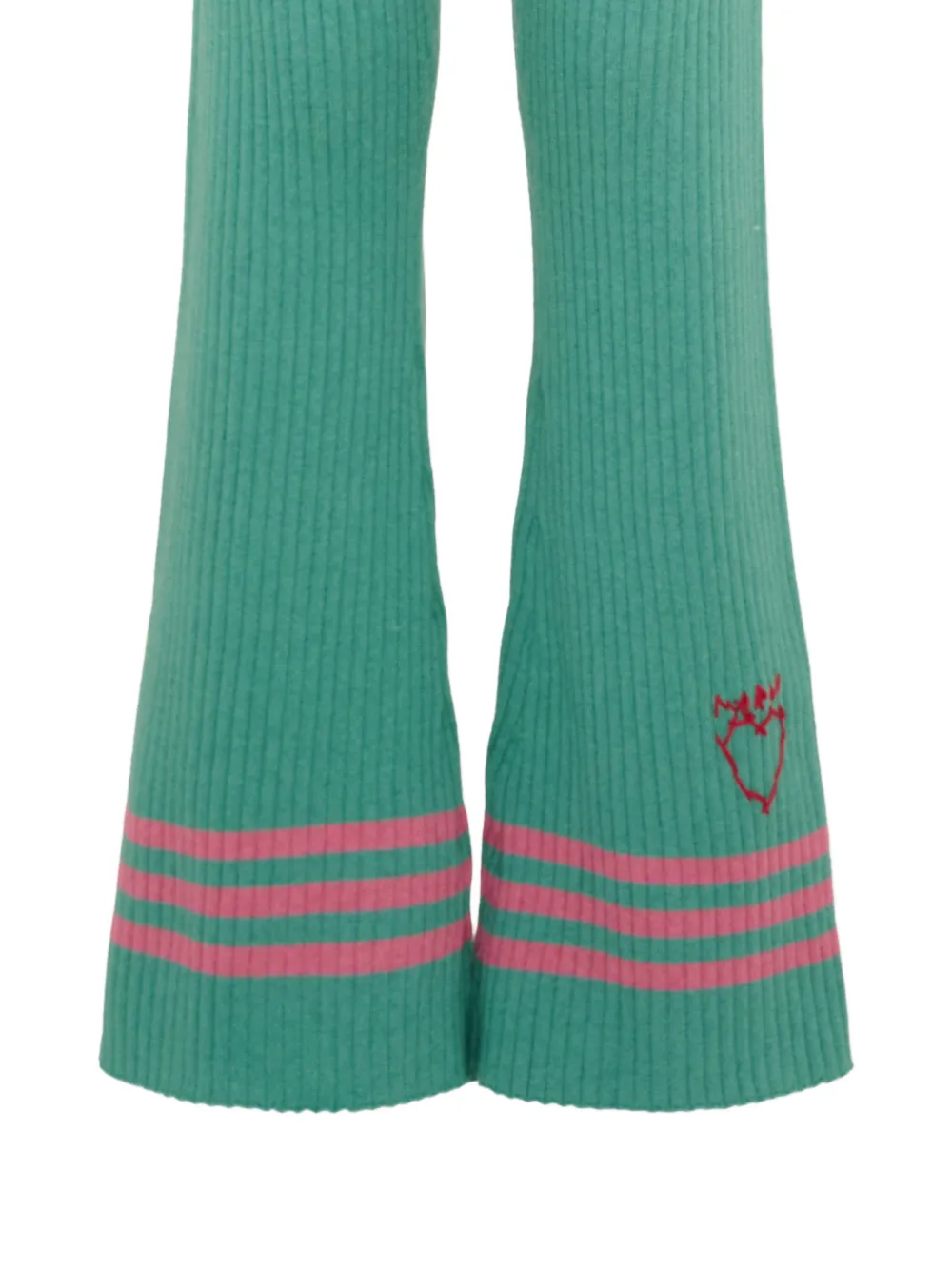 Marni Kids Gestreepte ribgebreide broek Groen