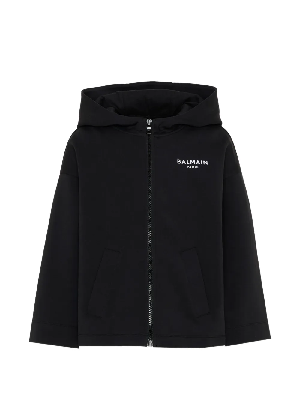 Balmain Kids logo-print zip-up hoodie - Nero