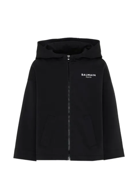 Balmain Kids logo-print zip-up hoodie