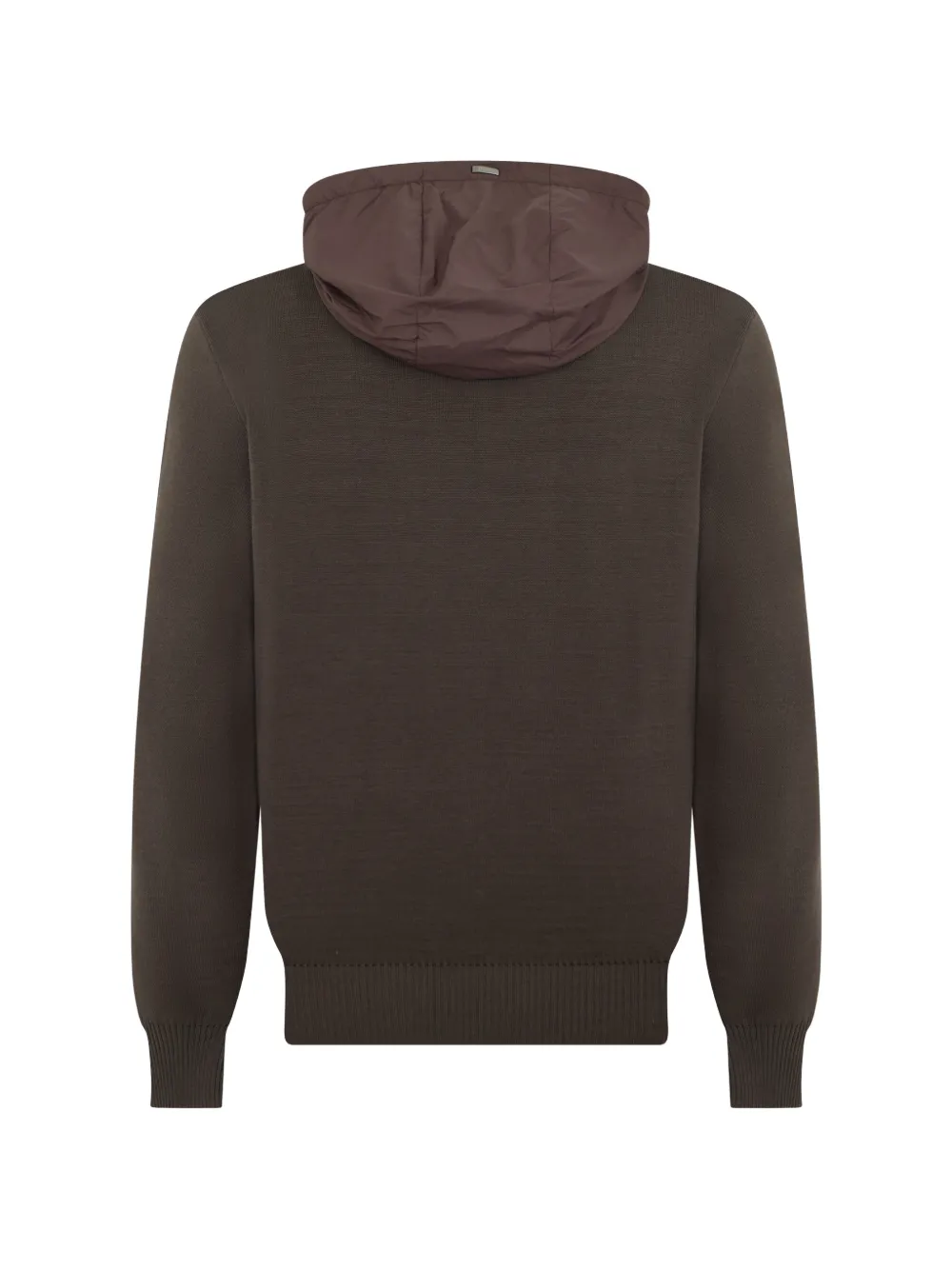 Herno Fijngebreide hoodie met contrasterende capuchon Bruin