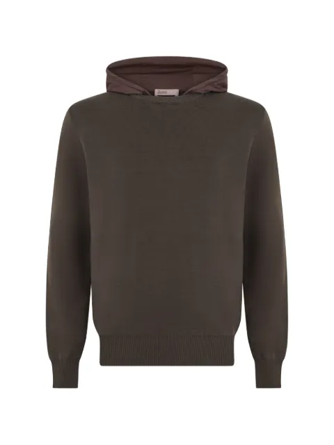 Herno contrast-hood fine-knit hoodie