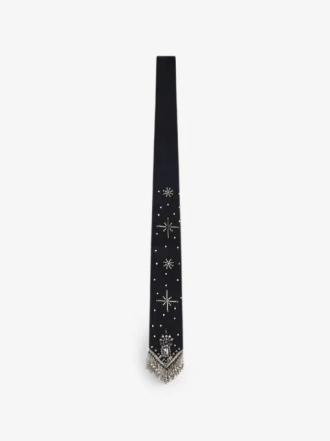 PINKO embellished fringed tie