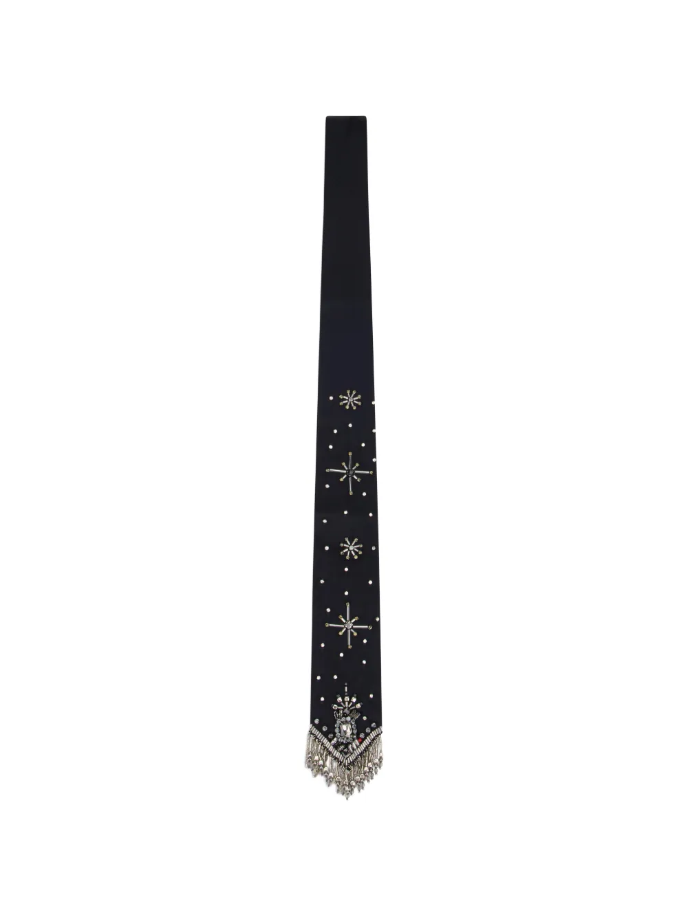 PINKO embellished fringed tie - Nero