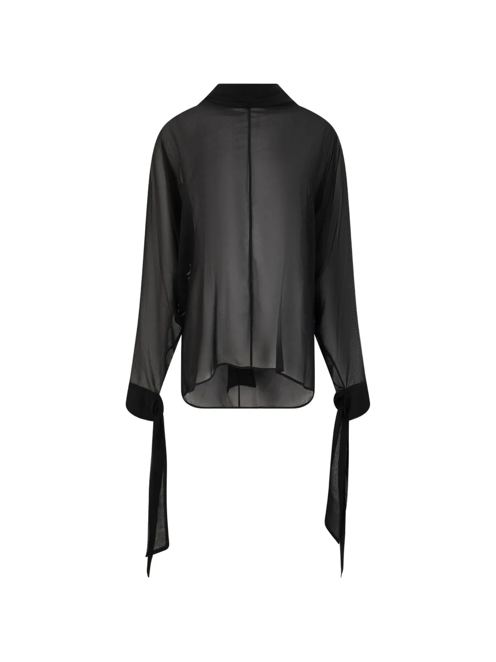 P.A.R.O.S.H. Doorzichtige blouse met gestrikte manchetten Zwart