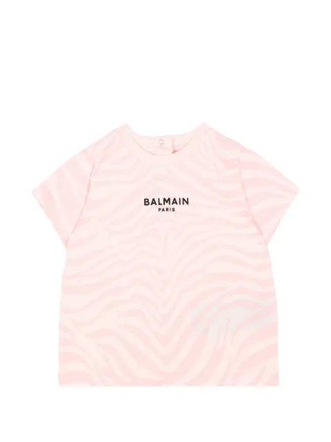 Balmain Kids zebra-print cotton T-shirt