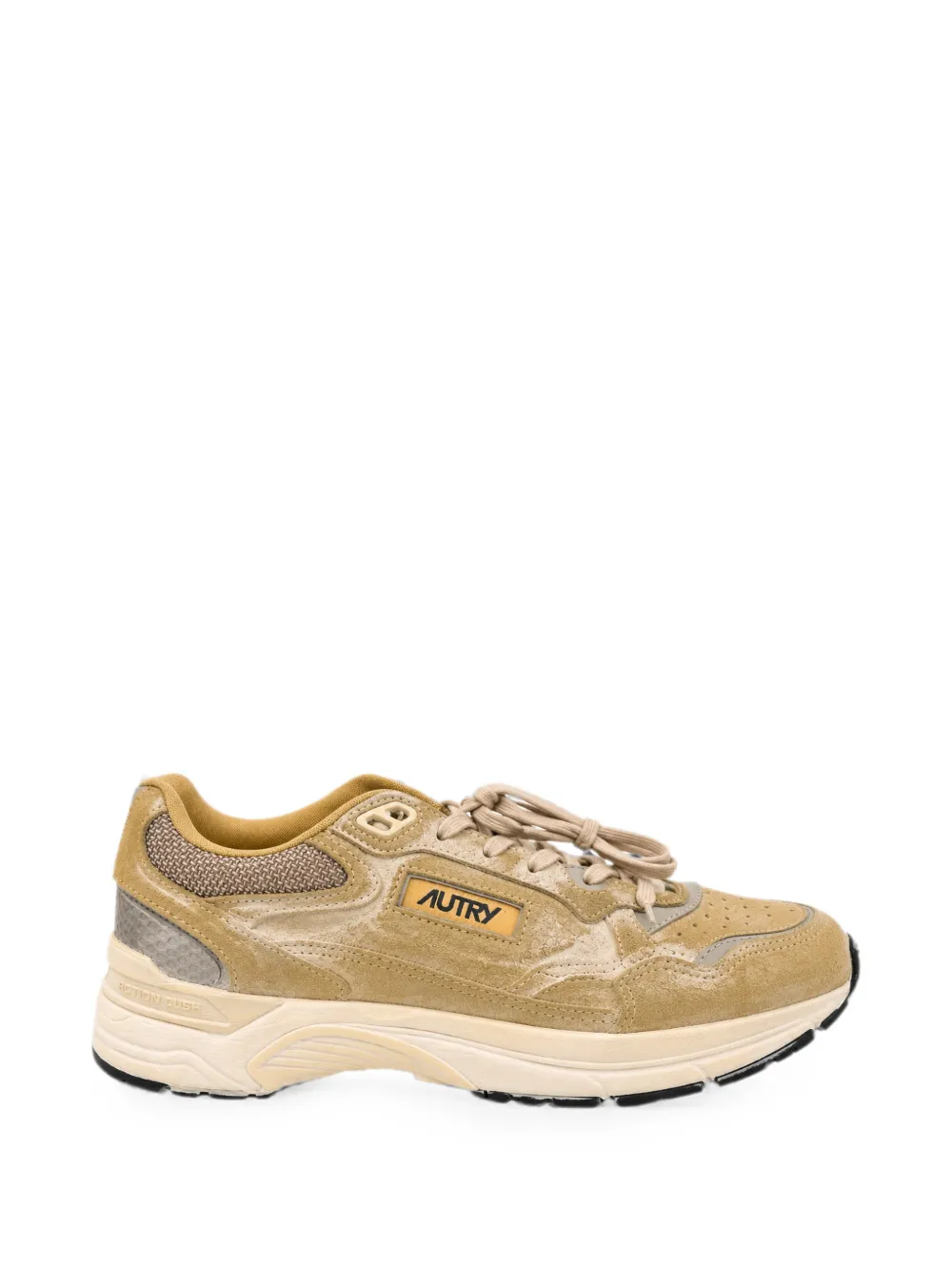 Autry Hyperway sneakers van geel en zilver suède