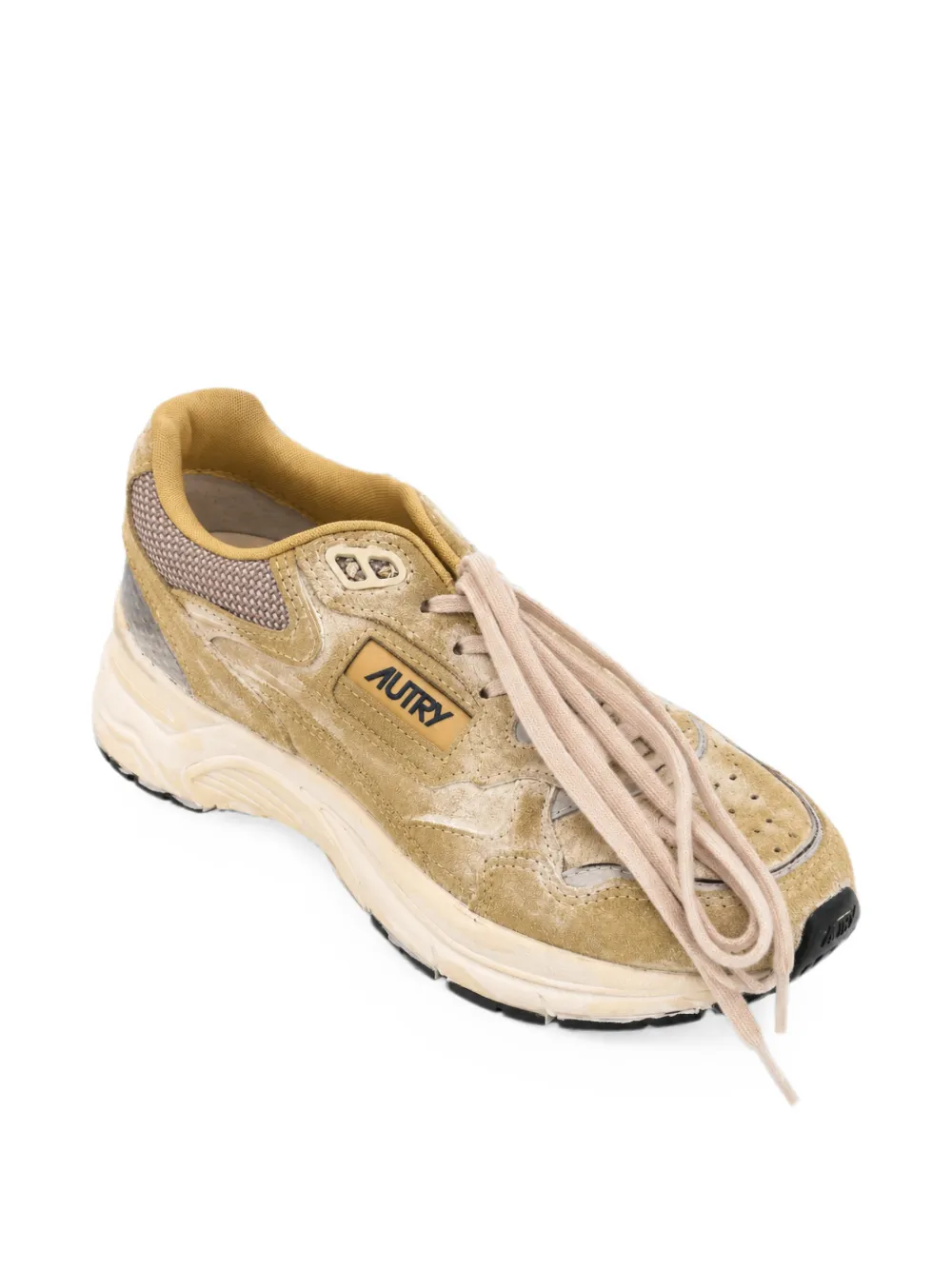 Autry Hyperway sneakers van geel en zilver suède