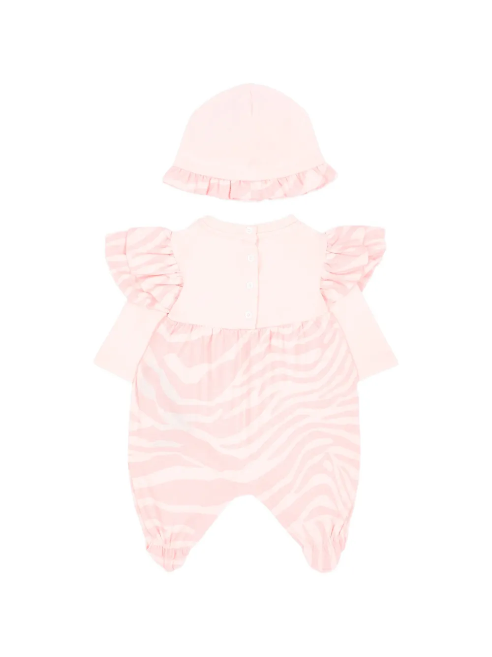 Balmain Kids Romperset met zebra-print en ruches Roze