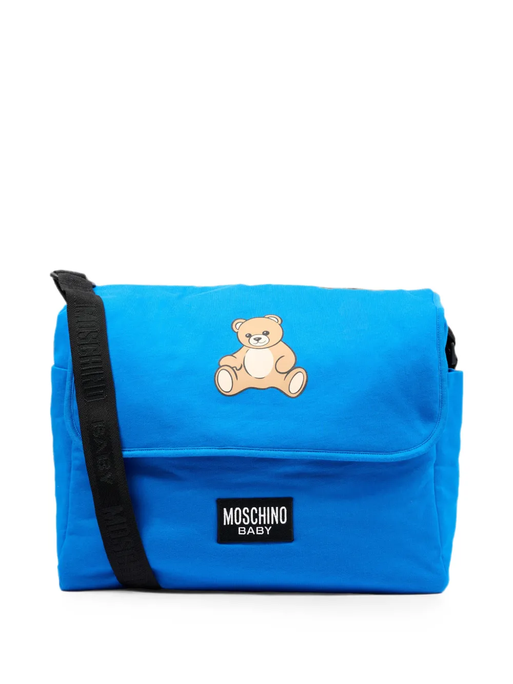 Moschino Kids logo-patch changing bag - Blu