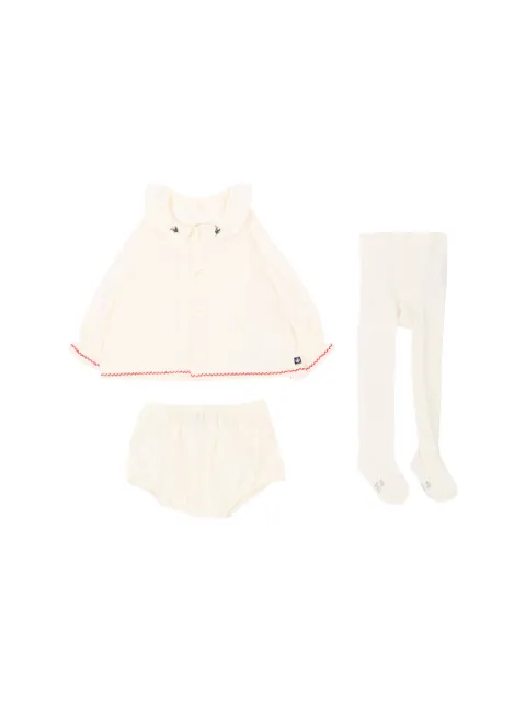 Petit Bateau set de tres camisas y bloomers con cuello Peter Pan bordado