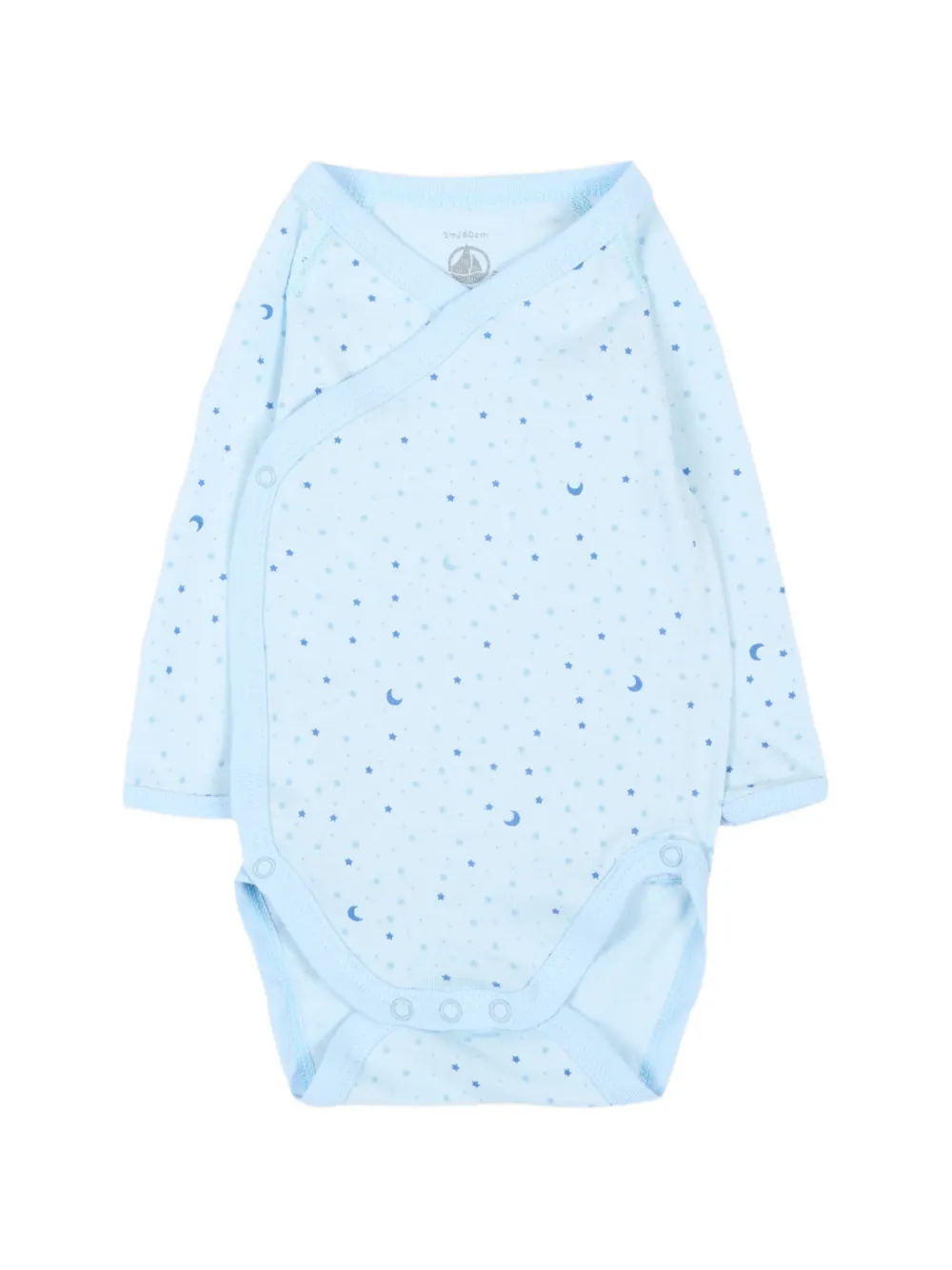 Petit Bateau Drie rompers met lange mouwen en wikkel-design Blauw