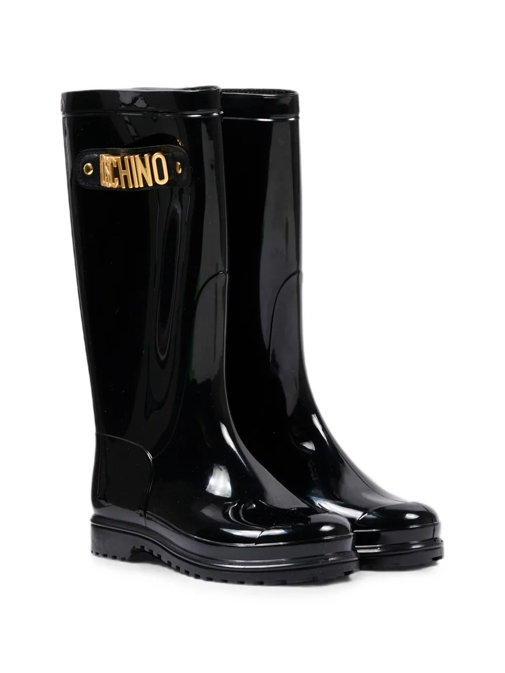 Moschino Kids logo-plaque boots Zwart
