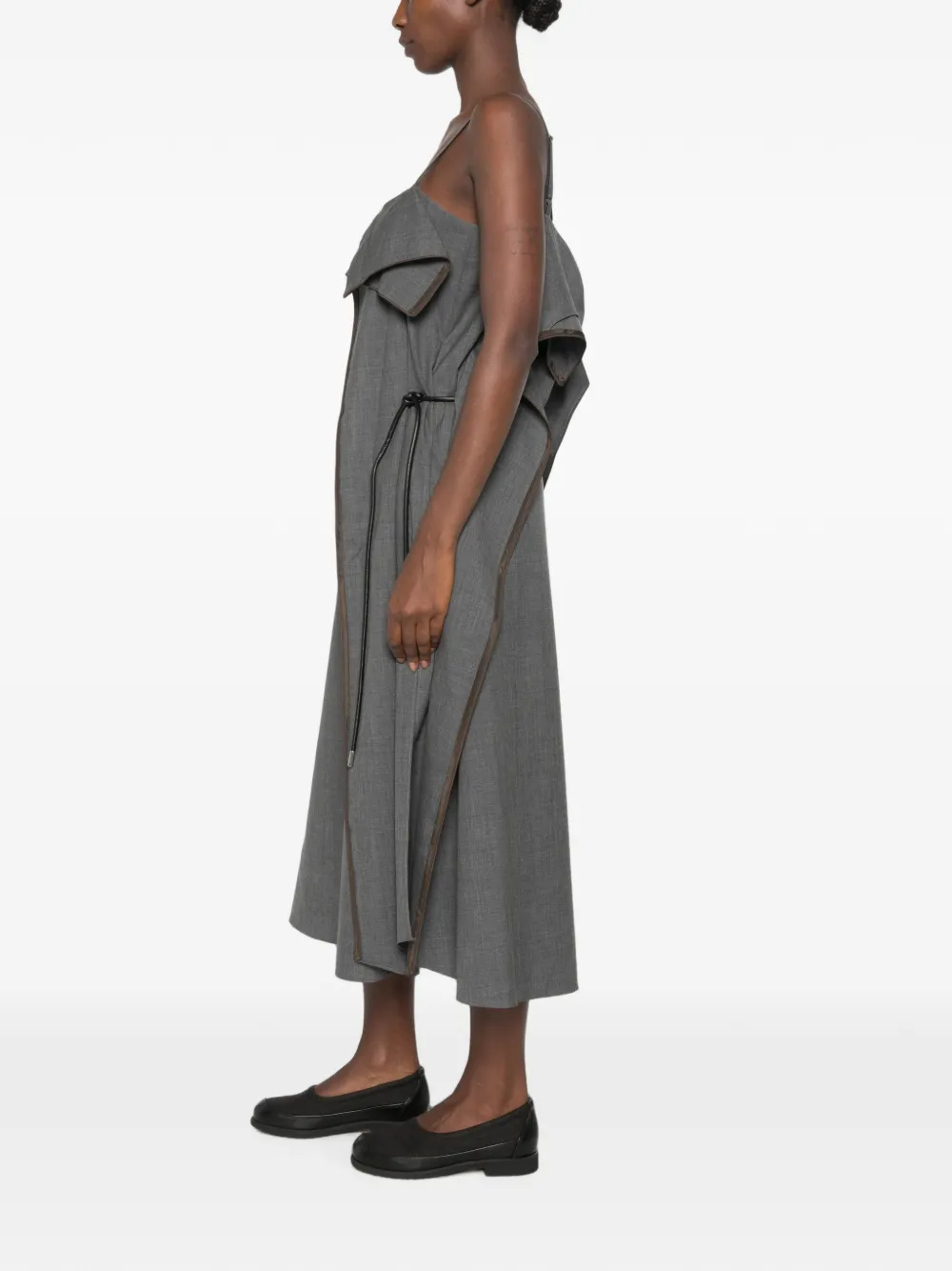 sacai Layered-detail Sleeveless Midi Dress in Grey, view 2