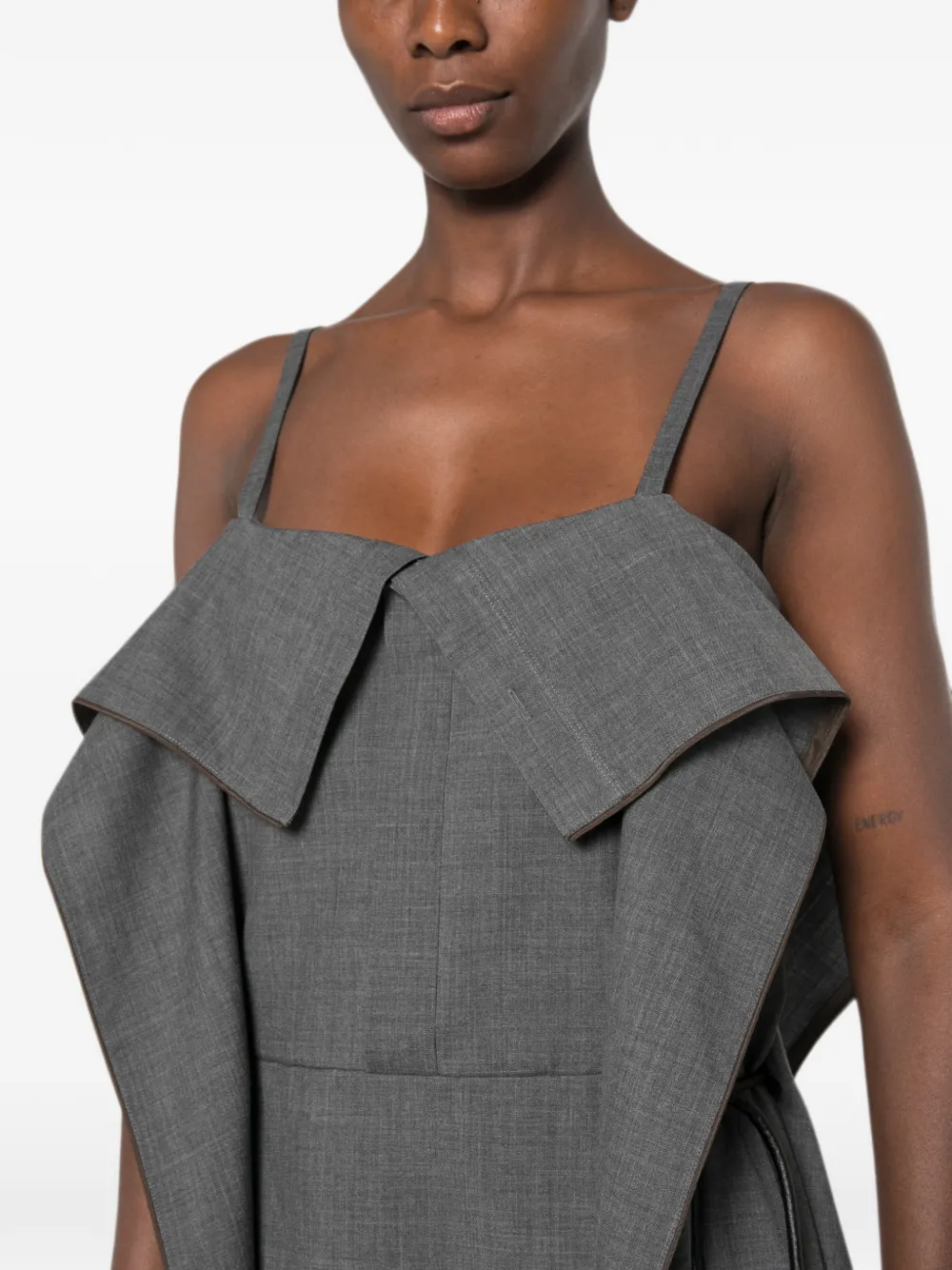 sacai Layered-detail Sleeveless Midi Dress in Grey, view 5