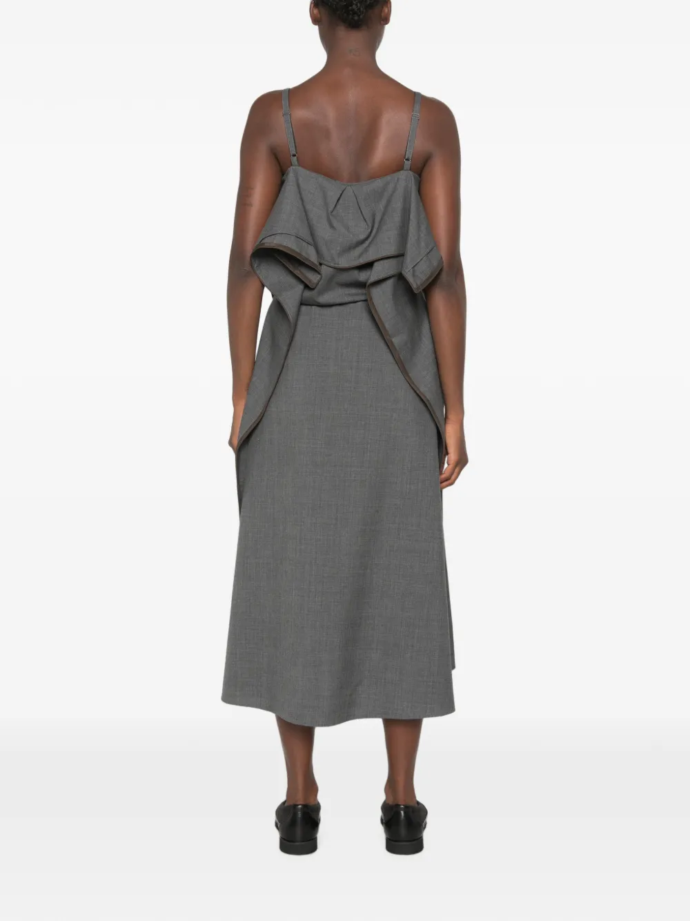 sacai Layered-detail Sleeveless Midi Dress in Grey, view 4
