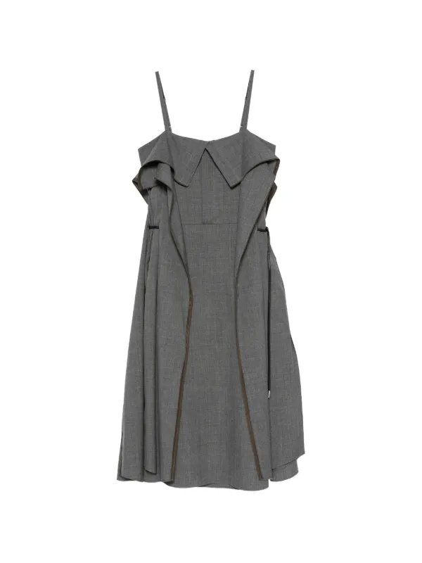 Sacai Layered-detail Sleeveless Midi Dress in Grey