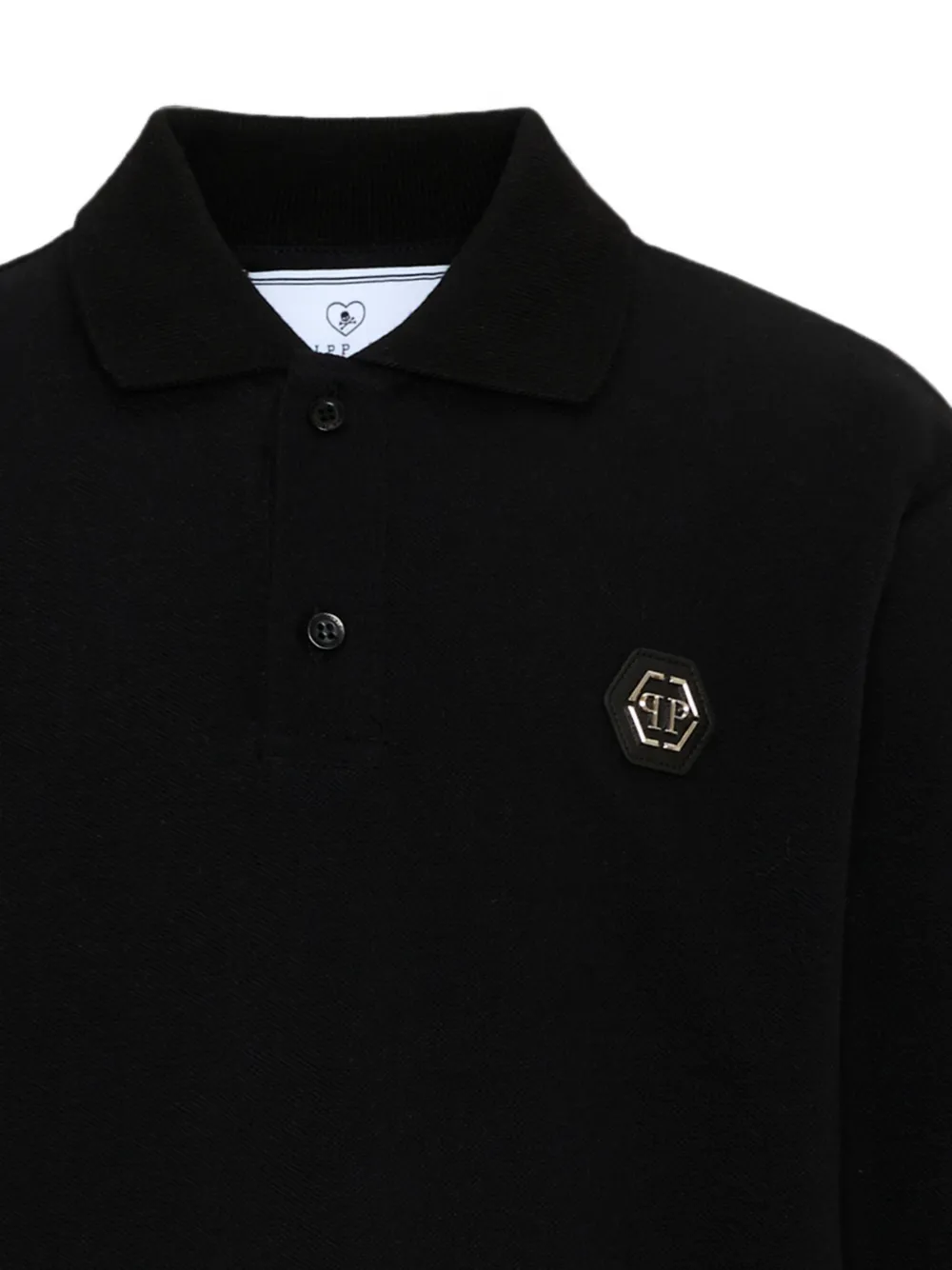 Philipp Plein Junior Poloshirt met logopatch Zwart