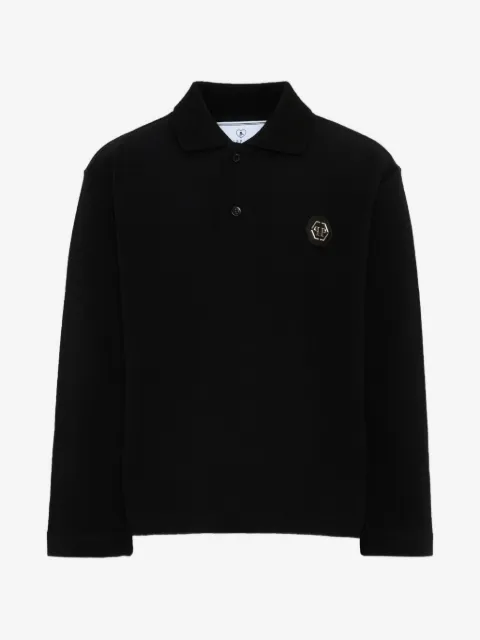 Philipp Plein Junior logo-patch long-sleeve polo shirt