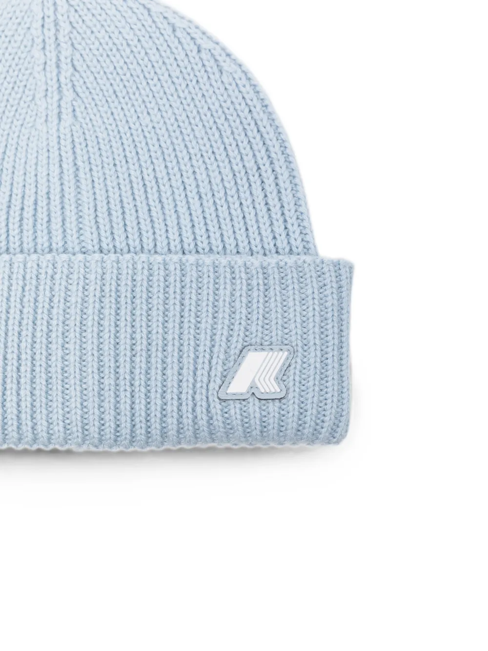 K Way Kids ribbed-knit logo-patch beanie hat Blauw