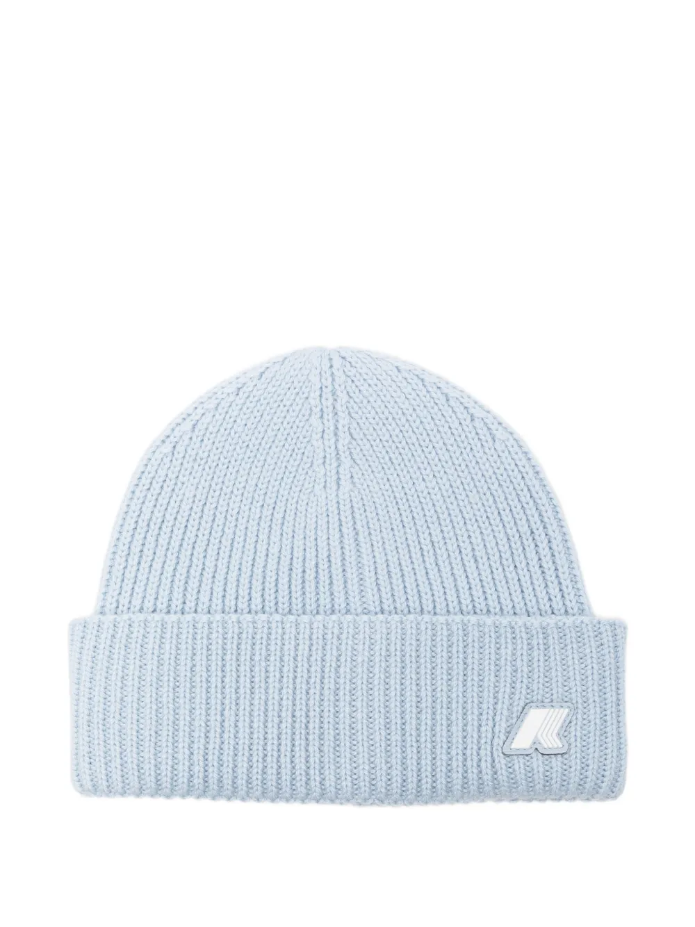 K Way Kids ribbed-knit logo-patch beanie hat - Blu