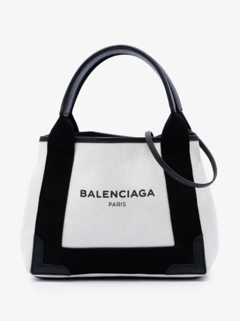 Balenciaga Pre-Owned bolsa satchel Cabas XS de lona con rayas 2018