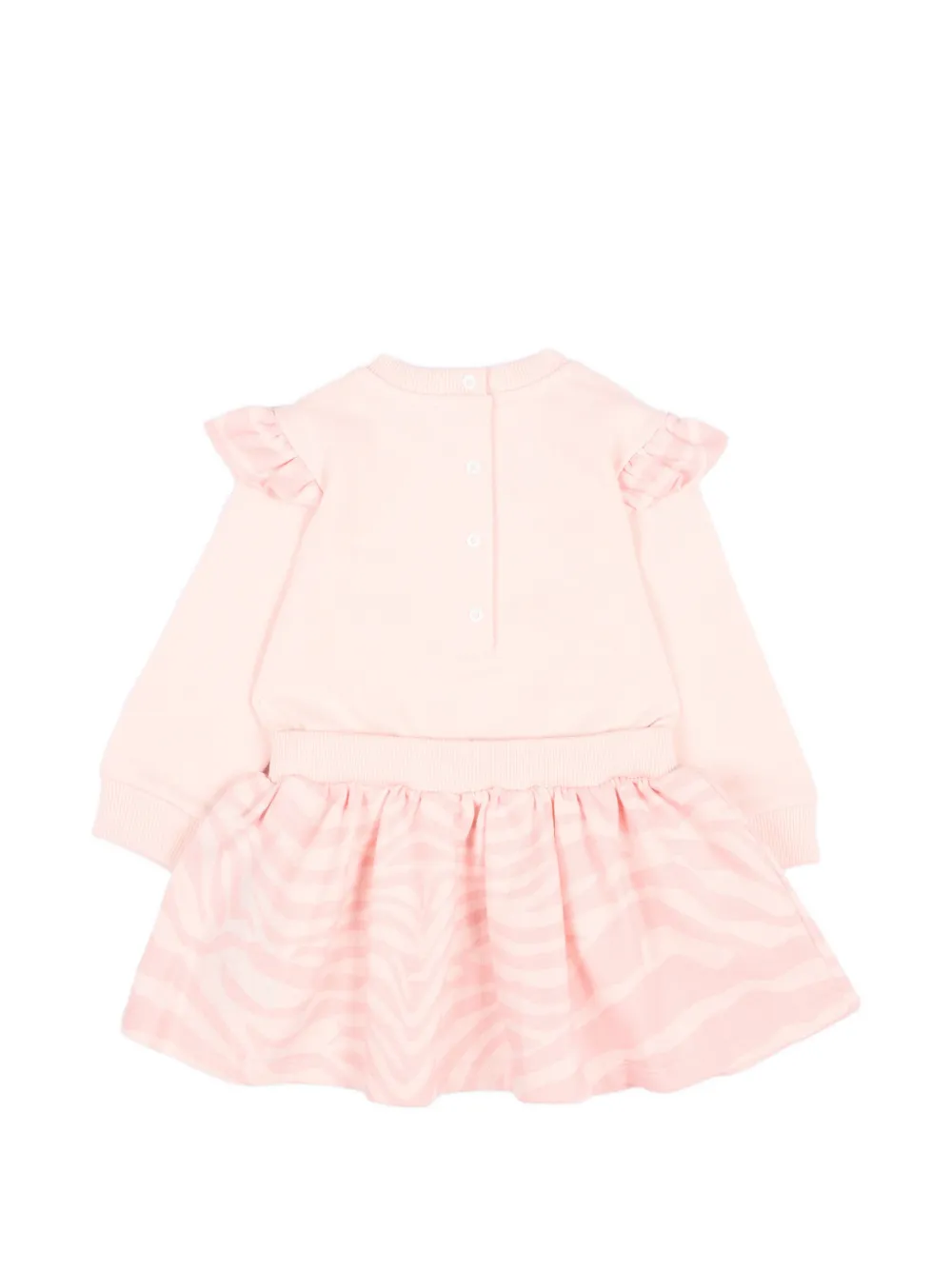 Balmain Kids Jurk met lange mouwen zebra-print en ruches Roze