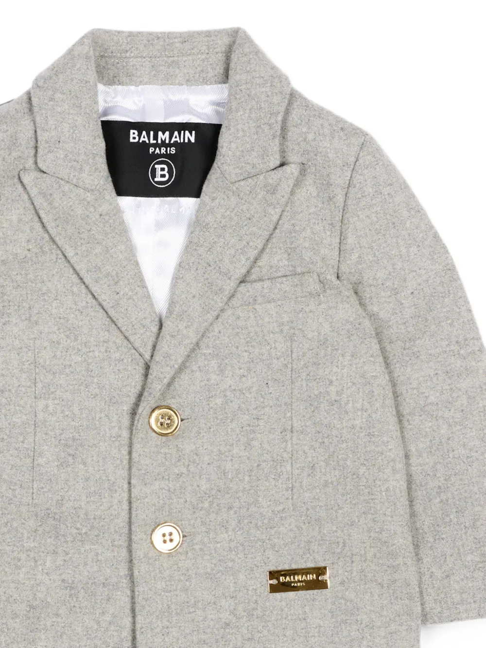 Balmain Kids Blazer met logoplakkaat Grijs