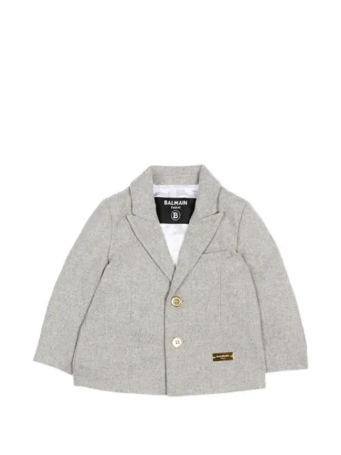 Balmain Kids logo-plaque single-breasted blazer