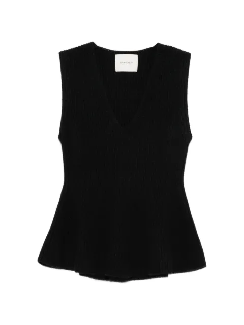 Lisa Yang top tejido de canalé con cuello en V