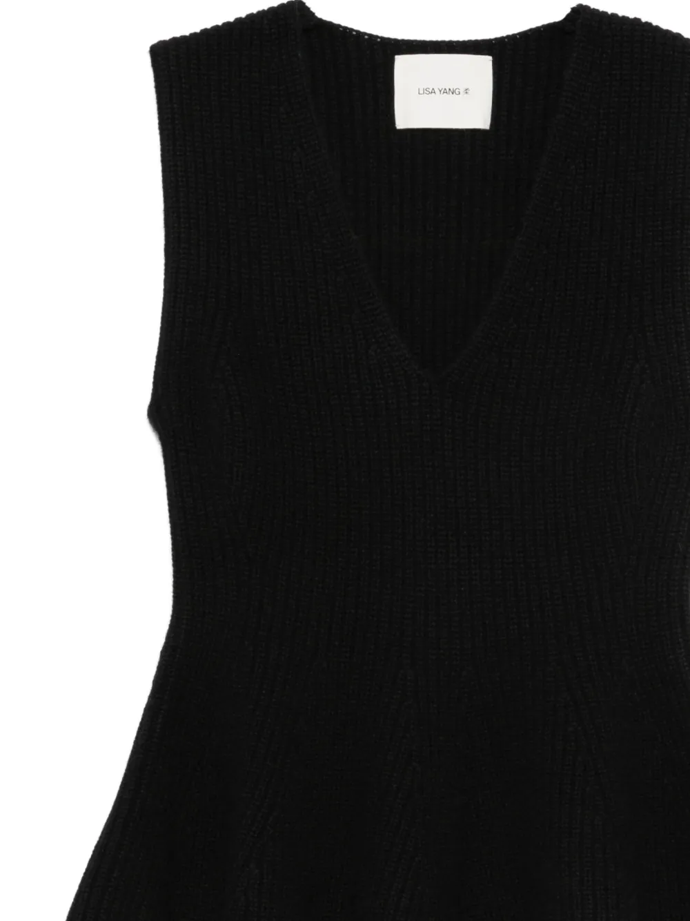Lisa Yang ribbed-knit V-neck top Zwart