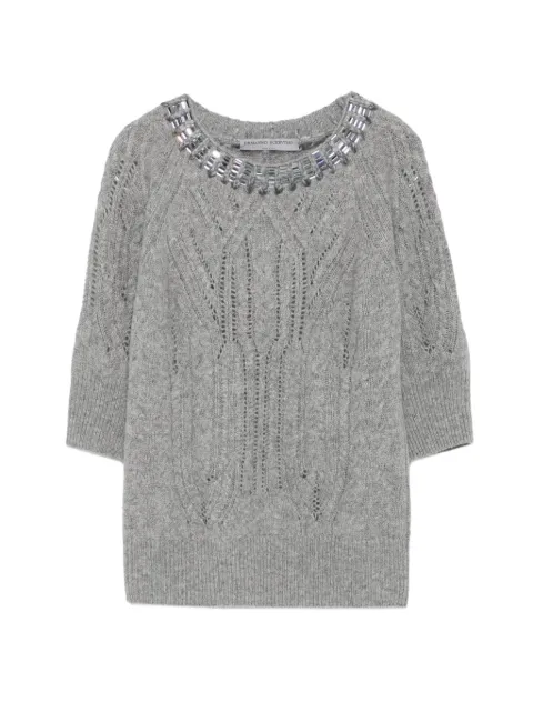 Ermanno Scervino crystal-embellished cable-knit cashmere sweater